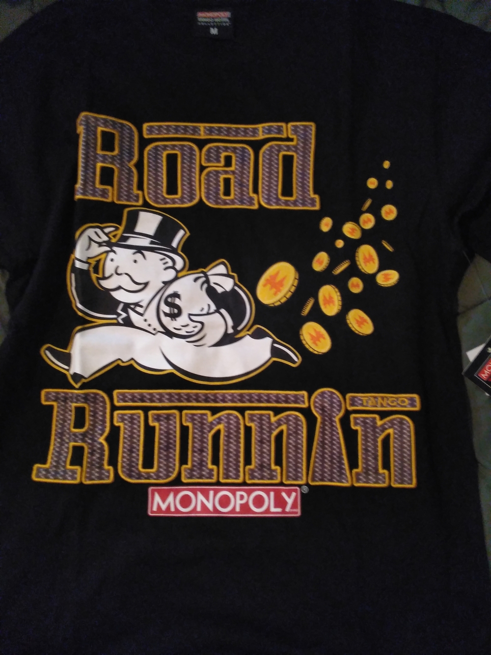 Monopoly 'Road Runnin' Tango Hotel Embroidered Tee - Black & Yellow Men's Med